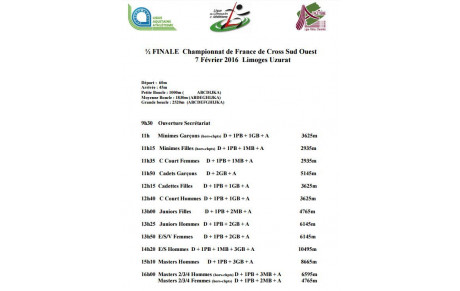 Horaires 1/2 finale de cross - Uzurat (87)