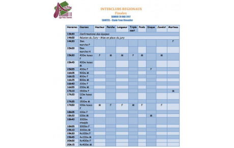 Finale des Interclubs - Horaires