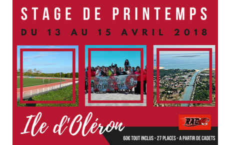 Stage de Printemps du 13 au 15 avril