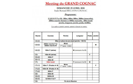 Meeting du Grand Cognac - Horaires