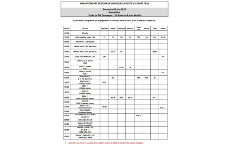 Pré-Régionaux : Horaires et qualifié(e)s