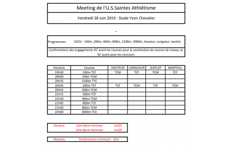 Meeting de Saintes - Horaires